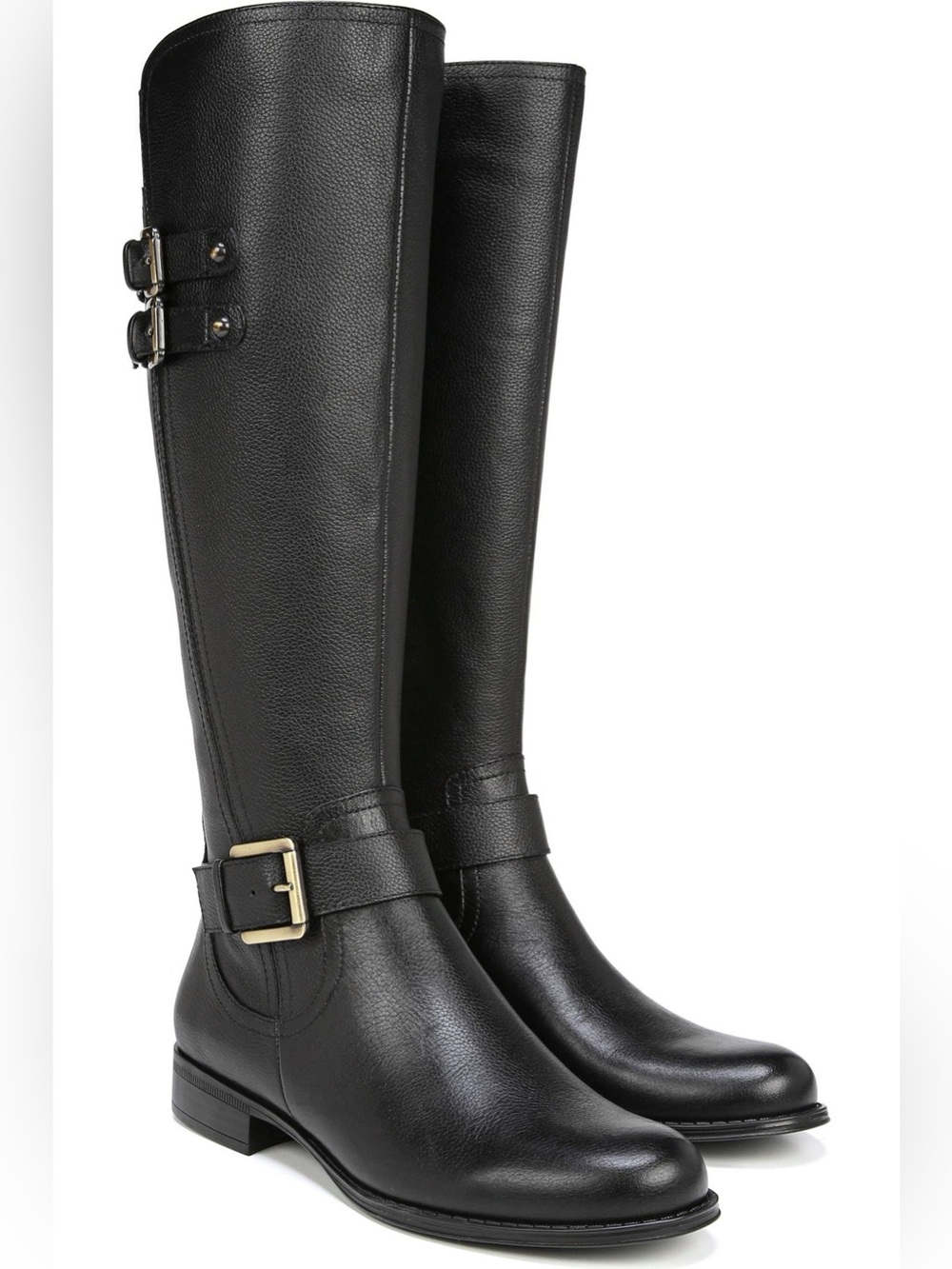 🖤🖤 Naturalizer Black Leather Jessie Knee High Riding Boots - 8.5 Wide Calf